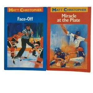 5/$12 2 Kids Sports Books Face Off Miracle at Plate Hockey Baseball Christopher